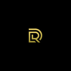 Modern creative elegant DR black and gold color initial based letter icon logo