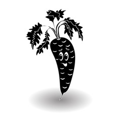 Cartoon vegetable -  silhouette parsley, parsnips. Cute character vegetable parsley, parsnips face isolated on white background vector illustration. Simple  silhouette parsley, parsnips  icon vector. 