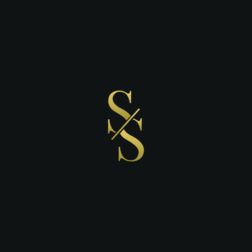 Modern creative elegant SS black and gold color initial based letter icon logo