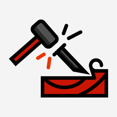 Flat woodworker pixel perfect vector icon