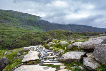 Clouds covering the mountains of Snowdonia above the PYG track in summer - 1