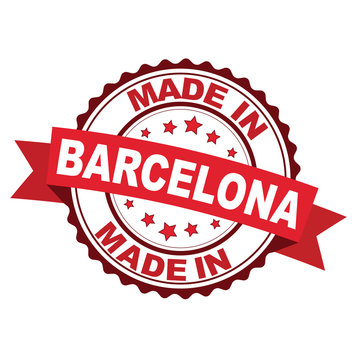 Made in Barcelona red rubber stamp vector