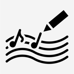Glyph Song composer pixel perfect vector icon - obrazy, fototapety, plakaty