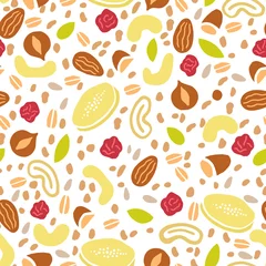 Meubelstickers Granola raisin background. Vector hand drawn seamless pattern © gala.draw