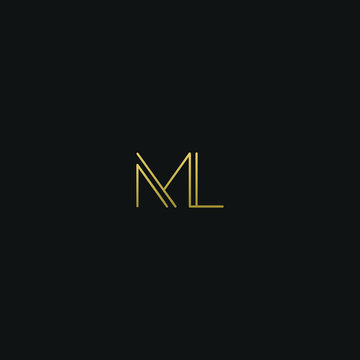 Creative modern elegant ML black and gold color initial based letter icon logo.