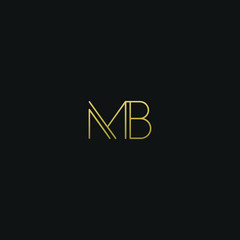 Creative modern elegant MB black and gold color initial based letter icon logo.