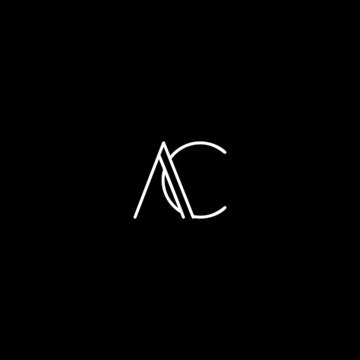 Creative modern elegant AC black and white color initial based letter icon logo.