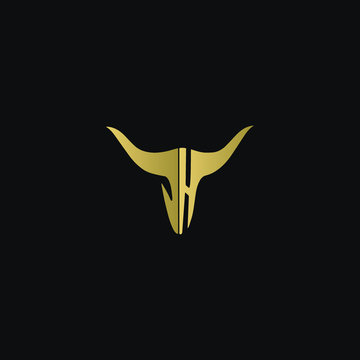 Unique modern trendy JH black and gold color initial based icon logo.