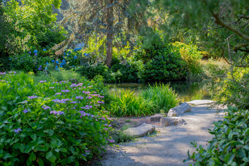 Scenic Summer garden in Seattle Washington USA Pacific Northwest