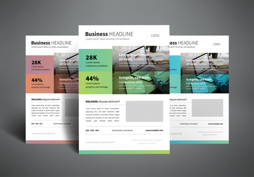 Business Flyer Layout with Two-Tone Color Bars
