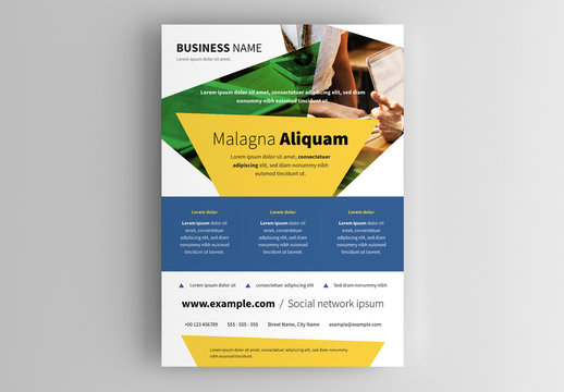 Business Flyer Layout with Triangle Photo Elements