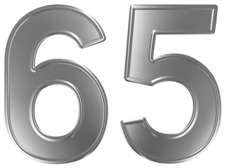 Numeral 65, sixty five, isolated on white background, 3d render