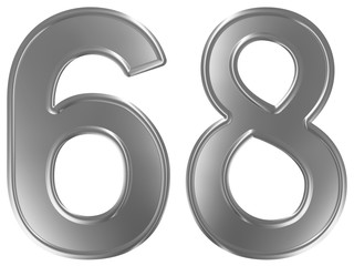 Numeral 68, sixty eight, isolated on white background, 3d render