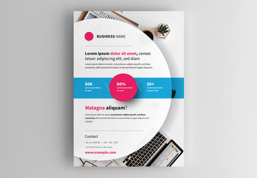 Business Flyer Layout with Half-Circle Element