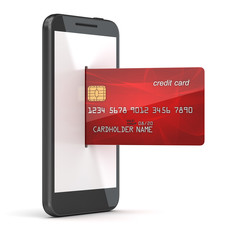 Red credit card in to phone