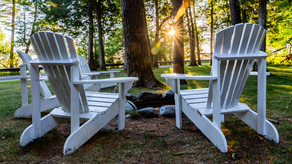 Sunny Chairs around Fire Pit