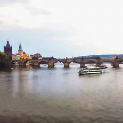 Oil painting. Art print for wall decor. Acrylic artwork. Big size poster. Watercolor drawing. Modern style fine art. Historical part of Prague. Czech Republic. Charles Bridge. Karlovy Vary. 