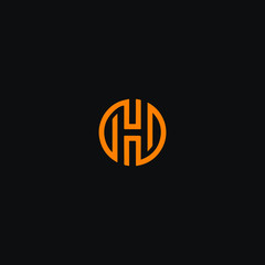 Creative unique modern H black and orange color initial based icon logo.