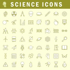 Science icons in trendy thin line style