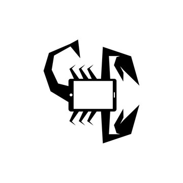 Scorpion with smart phone logo icon vector