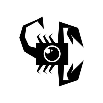 Scorpion with camera logo icon vector