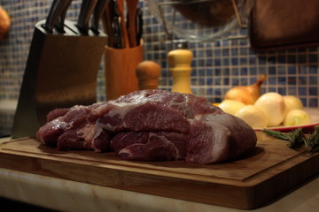 Cutting Board, raw meat vegetables