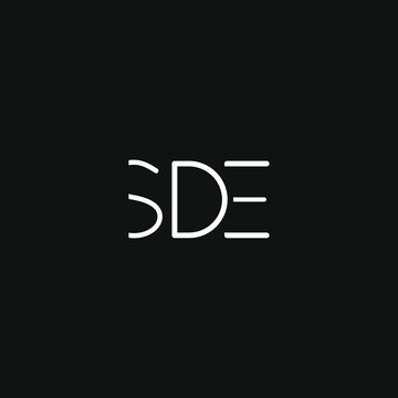 Unique minimal style white and black color SDE initial based logo