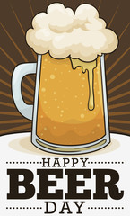 Mug with Frothy Beer Ready to Celebrate Beer Day, Vector Illustration
