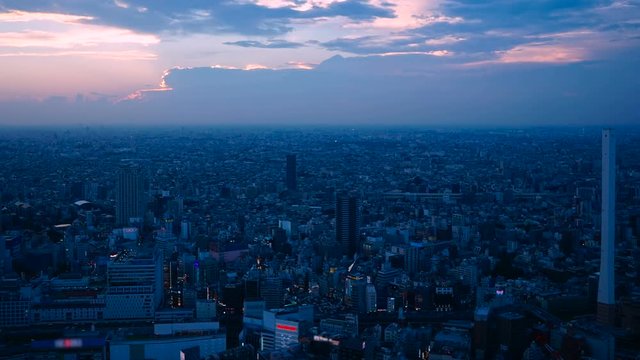東京風景・タイムラプス・日没から夜景