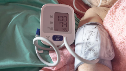 Blood pressure.and heart rate check with digital pressure gauge