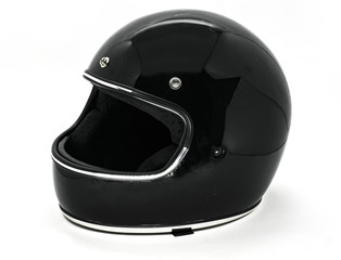 Black motorcycle helmet isolated in white background