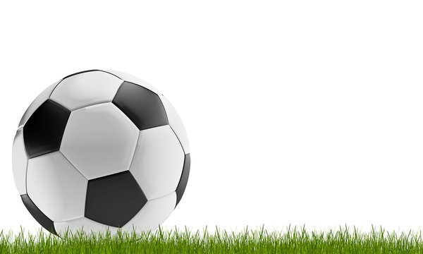 soccer ball at green lawn 3d-illustration