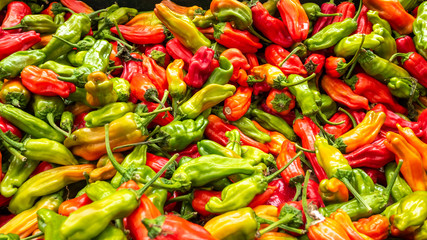 Many Size and Color Pepper in a Pile