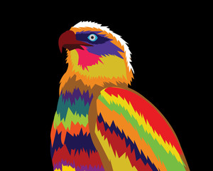 Colorful Eagle Head Pop Art Cartoon Poster Graphic