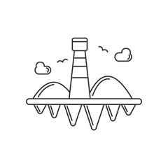 floating island with nature element monoline outline style