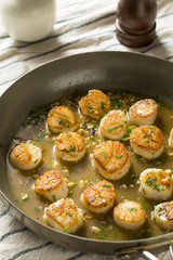 Panned Seared Scallops in Broth
