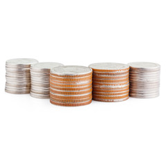 coin stack isolated on white with clipping path