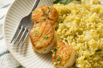 Panned Seared Scallops in Broth