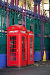 Fototapeta na wymiar Red english phone booths