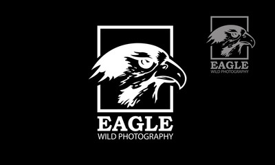 Eagle Wild Photography Vector Logo Template. Clean and modern style on black background.