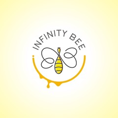 Bee logo / abstract bee in a half circle with drops