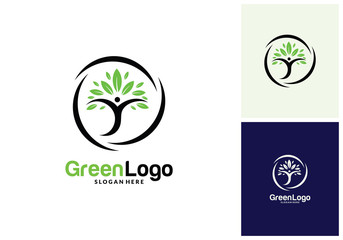People Tree Logo and Icon Template, Green logo vector