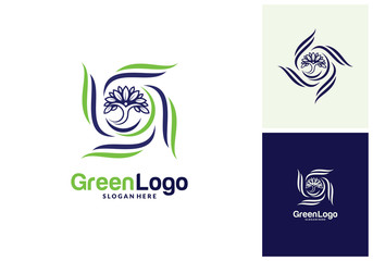 People Tree Logo and Icon Template, Green logo vector
