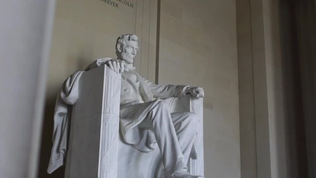 The Lincoln Memorial in Washington, D.C. Slow motion movement.