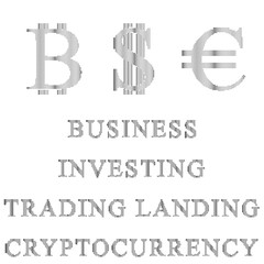 Halftone.Set of symbols for business.Bitcoin,euro,dollar