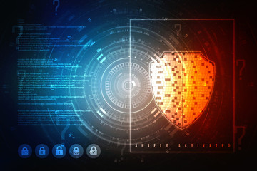 2d illustration Security concept - shield 
