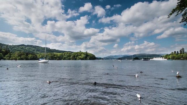 Time lapse about a boat on lake Windermere, United Kingdom