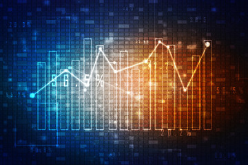 2d rendering Stock market online business concept. business Graph 