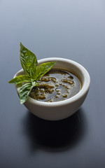 Pesto sauce on a table