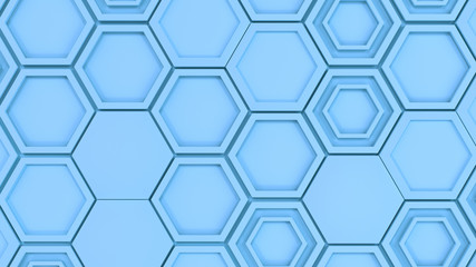 Abstract 3d background made of blue hexagons